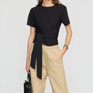Jude Cropped Tie-Front Top modern citizen - black large